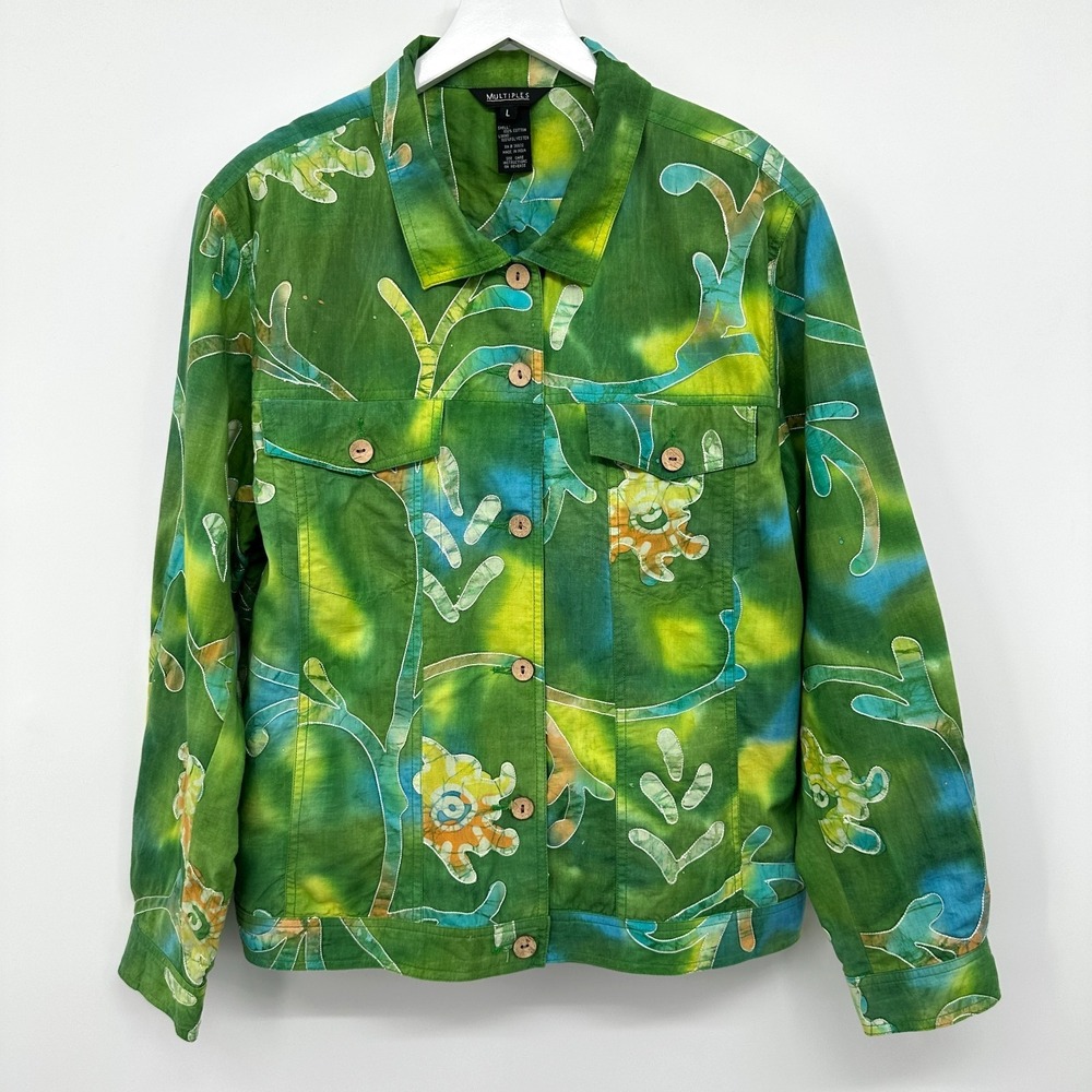 Vintage Multiples Jacket Size Large Embroidered Lined Tie‎ Dye Artsy Boho Resort